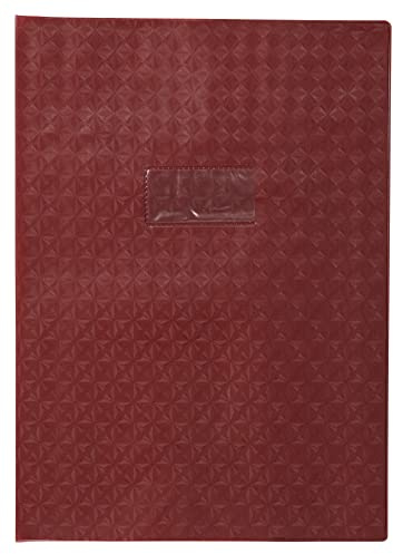 Calligraphe 72226C - Heftumschlag / Heftschoner / Hefthülle Calligraphe mit Feinkörnung & Diamantmotiven DIN A4 21x29,7 cm, Etikettenhalter aus PVC blickdicht und strapazierfähig, Braun, 1 Stück
