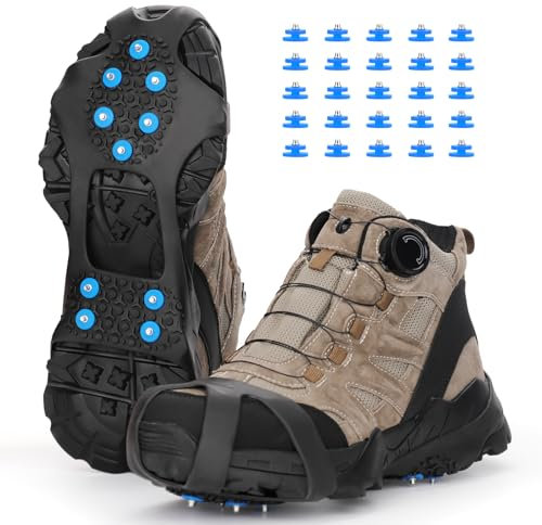 Fengzio Schuhspikes mit Extra10 Spikes Schuhkrallen für Schuhe im Winter Outdoor Anti Rutsch Steigeisen für Damen und Herren Schuh Spikes für Bergschuhe/Eisspikes