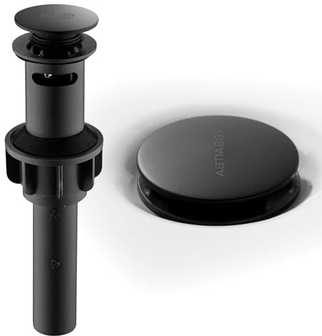 Pop Up Sink Drain with Overflow Matte Black Pop Up Drain Stopper for Bathroom Vessel Sink Lavatory Vanity Anti-Clog Strainer Leak Proofing