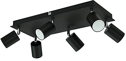 ledscom.de Deckenstrahler WAIKA, sechsflammig, schwarz, matt, inkl. LED GU10 Lampen je340lm warmweiß