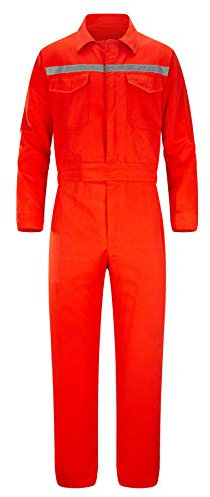 Yukirtiq Herren Arbeitsoveralls Handwerker Overall Arbeitsanzug Werkstatt Rallyekombi Mechanisch Arbeitskleidung Reflektierend Anzug Arbeitsoverall, Orange, S