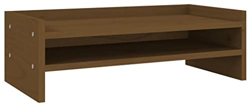vidaXL Monitorständer Schreibtischaufsatz Monitorerhöhung Bildschirm Aufsatz Bildschirmerhöhung Bildschirmständer Honigbraun 50x24x16cm Massivholz Kiefer