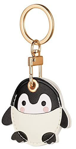 AXFEE Schutzhülle für Apple Air-Tag, Pinguin Leder Schlüsselanhänger Hülle | Leder Hülle für Mini A-pple AirTags, Cover mit Schlüsselanhänger, Dekorationen für Schlüssel, Tasche, Haustierhalsband