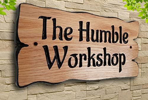 Personalised Oak Carved Wooden Sign Rustic Wooden House Plaque Outdoor Plate Solid Wood 200x400mm