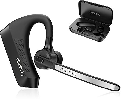 Conambo K21 Bluetooth Headset,V5.1 Bluetooth Headset mit Mikrofon mit CVC 8.0 und ENC Geräuschunterdrückung,Headset Bluetooth mit Mikrofon für für Autofahren Büro Geschäft Fahren-18Std Sprechzeit