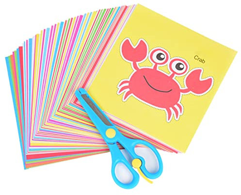 Tomedeks forbici bambini,96 pezzi di taglio della carta + 1 paio di forbici per bambini, facili da usare, coltivano l'interesse, molto adatti ai bambini per creare artigianato