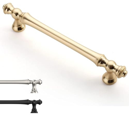 9BUILD 6 stycken skåphandtag guld hålavstånd 128 mm handtag för köksskåp zinklegering möbelhandtag kökshandtag möbler köksskåp skåpdörrhandtag EU0040