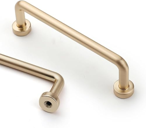 Amerdeco 10 Stück Möbelgriffe Gold, 96mm Lochabstand, Zinklegierung Schubladengriffe & Schrankgriffe für Küchenschränke & Kleiderschränke UK0052