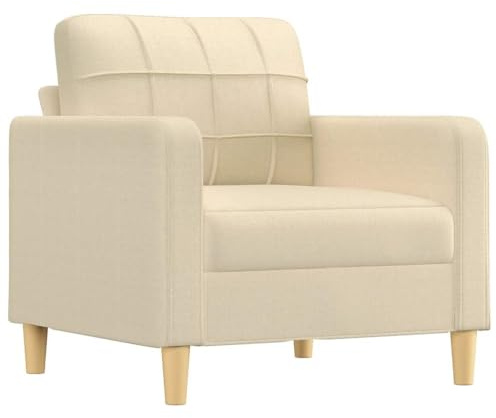 vidaXL Sofasessel, Sessel mit Metallgestell, Sofa für Wohnzimmer, Relaxsessel Fernsehsessel TV Sessel Polstersessel Stoffsofa, Creme Stoff