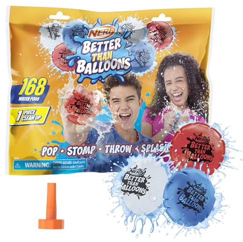 NERF Besser als Luftballons Wasserspielzeug, 168 Kapseln, einfache 1 Stück Reinigung, viele Möglichkeiten zum Spielen, Hinterhof-Wasserspaß, Geschenke für Kinder, ab 3 Jahren (Amazon Exclusive)