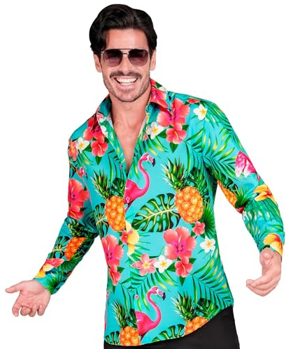 W WIDMANN MILANO Party Fashion - Camicia da Festa con vistosa Stampa all-Over, Maniche Lunghe, Costume da Uomo per Carnevale