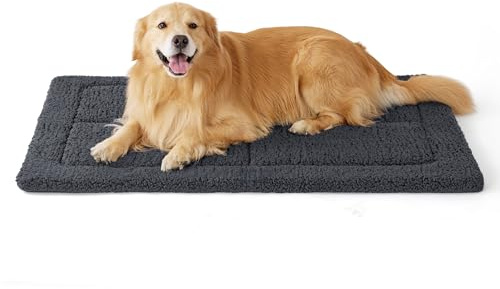 BEDSURE waschbar Hundematte Große Hunde,Hundebett XXL, 121x76cm, dunkelgrau | hundekissen grosse hunde,Sherpa-Plüsch Hundebett XXL mit hochdichter Schaumstofffüllung,hundematratze,hundedecke