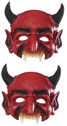 ifundom 2pièces Masque De Carnaval Terrifiant Pu Pour Halloween Accessoire Cosplay Avec Design Effrayant Et Yeux Blancs
