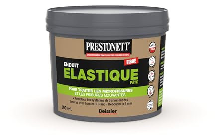 Enduit de Rebouchage Elastique en Pâte PRESTONETT ELASTIQUE en Pot 600 ML pour Intérieur et Extérieur