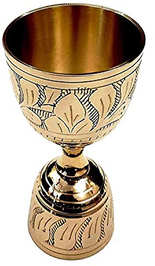 PR INTERNATIONAL Made of Brass, 2-Tone Peg Measure Cup, 30 ml / 60 ml, Embossed Brass Golden Finish Pack of 1 Pcs.