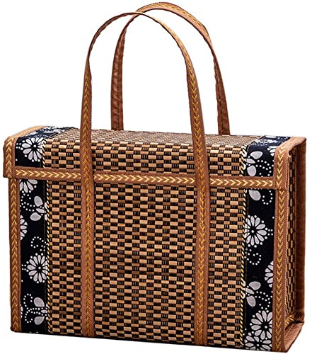 Nagoyuki Picknick-Gewebekorb, Korbgeflecht, Aufbewahrungstasche, Rattan, Gras, Faltbarer Bambuskorb