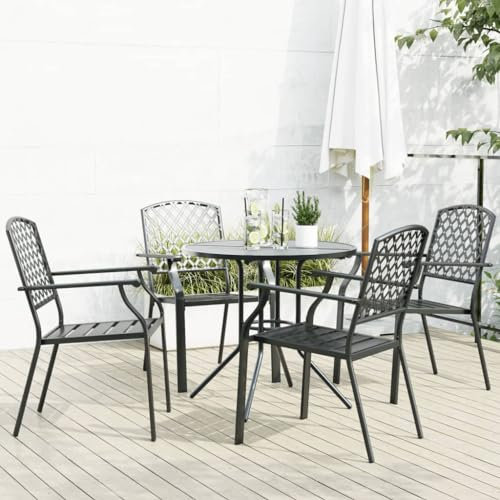 Somanki Gartenstuhl-Set 5-TLG. Stapelbar Pulverbeschichteter Stahl, Gartenmöbel Sitzgruppe, Balkon Möbel, Gartenlounge Set, Terrassenmöbel, Balkonmöbel Set - 3283769