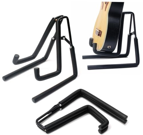 TOYANDONA Gitarrenständer gitarrenhalter gitarrenstaender geigenständer Bassständer zusammenklappbarer ukulelenständer Akustikgitarren-Rack Bass-Rack Ukulelenhalter Ukulele-Ständer Black