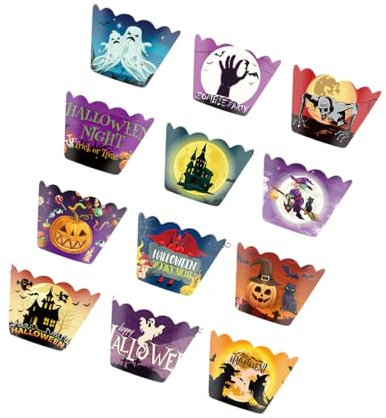 Colcolo 12 pezzi pirottini per cupcake di Halloween, pirottini per cupcake, articoli per feste, articoli per la cottura, pirottini per muffin a forma di, Style a