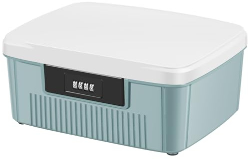 Locking Storage Container, Large Medication Lockable Container, Robust Organizer Document and ID Box with Combination Lock, Privacy Container with Built in Removable Tray for Home School Office (blue)