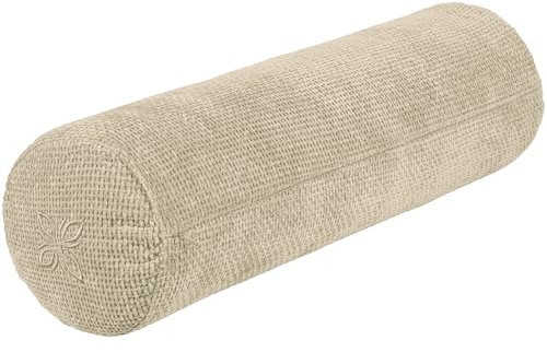 OMNANA® CUSHY™ Yogarolle Ø 20cm – Yoga Bolster Rolle mit Dinkelfüllung – Zylinder-Kissen, Chenille Bezug, waschbar – Made in Germany – Yin Yoga