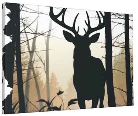 LPSRTWE Leinwanddrucke, Hirsch-Silhouette, Wandkunst, HD-Druck, Poster, Wandbehang für Schlafzimmer, Bild, Gemälde für Büro, Kunstwerk, Leinwandbilder für Wohnzimmer, Kunst, Wanddekoration, 30,5 x