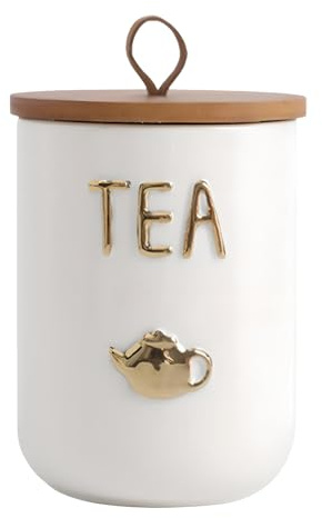 ALSKHEAS Ceramics Tea Canisters with Airtight Seal Lid, Simple Style Loose Leaf Tea Storage Containers for Kitchen Countertop, White Tea Jars (27.05oz/800ml)