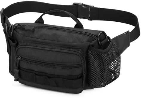 Explokit taktisk midjeväska Molle Bumbag militär höftbälte verktygspaket för hundpromenader vandring camping dagligt arbete, #01-svart, Taktisk vandring midjeväska