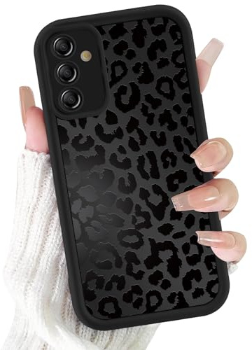 ZhuoFan Hülle für Samsung Galaxy A54 5G 6,4”, Aesthetic Leopard Muster Handyhülle Schwarz Matte Schutzhülle Ultra Weich Silikon Dünn TPU Case Stoßfest Kratzfest Bumper Cover, 05