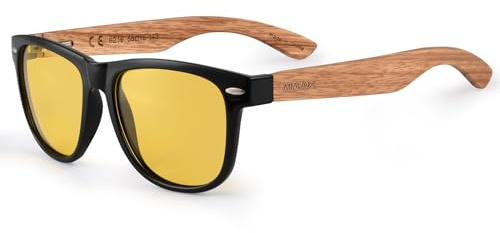 MIAROZ Vision nocturne lunettes de conduite: Lunettes de Vision Nocturne pour Homme et femme Anti-éblouissement UV400 Lunettes de Protection - pour de nuit Auto et Moto Cyclisme Le cadeau parfait