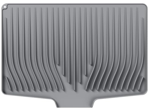 Silikon Abtropfmatte Küche Matte 48x34,5cm Geschirrabtropfmatte Grau Groß | Abtropffläche mit Rillenstruktur Spülmatte Trockenmatte Abtropfschale für Geschirr Besteck Spüle Arbeitsplatte Hitzebeständig