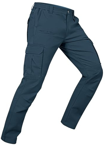 MOURCE Arbetsbyxor, män, stretch, cargobyxor, män, lätta vandringsbyxor, män, för utomhusbruk, fiske, vandring, med 10 fickor, Marinblå, 32W / 32L