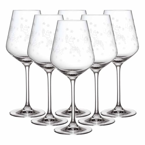 Villeroy & Boch Toy's Delight Lot de 6 verres à vin rouge transparent, passent au lave-vaisselle, verres à vin rouge, verres à vin rouge, vaisselle de Noël, verre en cristal