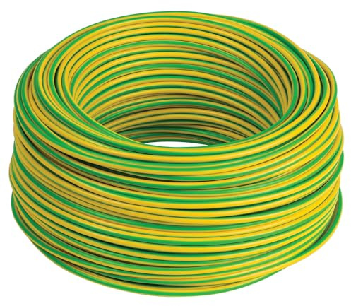 cordina, cavo elettrico, 25 metri, 2,5 mmq mm2, 1x2,5 mm, colore giallo - verde, cavo terra, in rame, unipolare, conforme CPR, FS17, per ristrutturazioni impianto elettrico per case e appartamenti