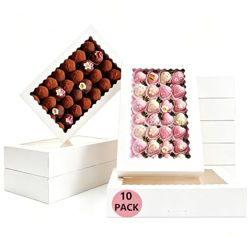 CUESVAP 10 lådor för kex, 30,4 x 20,3 x 6,5 cm, 12 tum, transportlåda för muffins och tårtlåda för bageri, presenter och amatörbagare