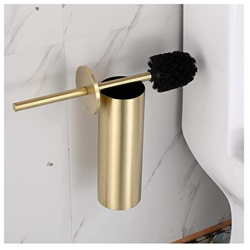 Soporte para escobilla de inodoro de acero inoxidable 304, accesorio de baño dorado cepillado para el hogar u oficina