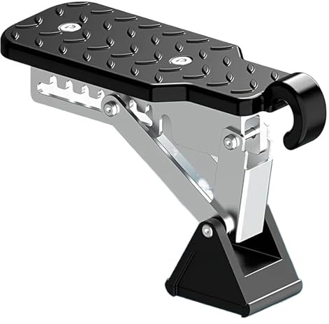Pedaliera Auto Pedana In Lega Di Alluminio Cromata Con Gancio Pedane Ausiliarie Universali Per Veicoli Per Un Facile Accesso Metallo per Freni(Black)