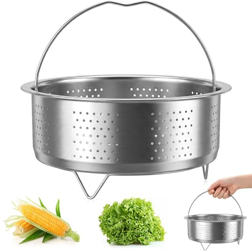 Acsatont Insert de cuiseur vapeur en acier inoxydable 304, passoire pour casseroles, casseroles, autocuiseurs, pour cuisson des légumes, des fruits, des œufs (17,5 cm)