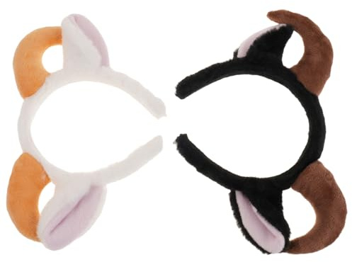 Vaguelly 2pezzi Cercechio Orecchie e Corna di Capra in Peluche Cercechio Forma di Orecchio di Pecora per Cosplay Corna Morbide e Pelose Forma di Cartone Animato per Feste di Compleanno