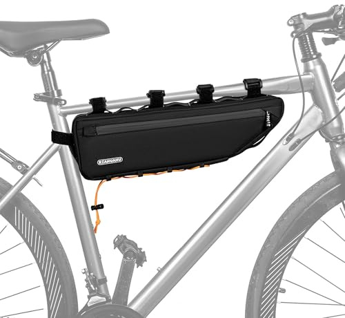 LeapPeak Fahrrad Rahmentasche 3L Fahrradtasche Rahmen Oberrohrtaschen Wasserdicht Frame Bag Bikepacking Taschen für Gravelbike, Rennrad, MTB Fahrradzubehör Schwarz