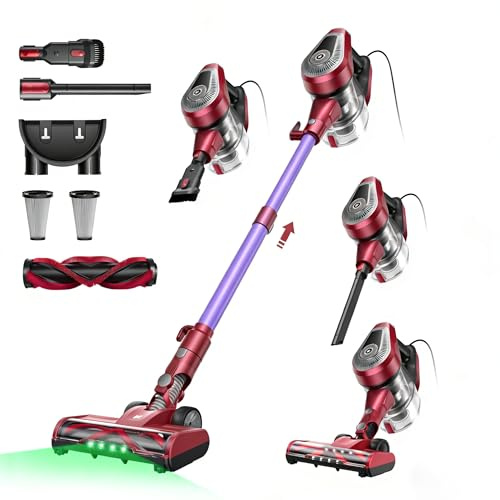 Vexilar Upgrade C8 Aspirapolvere con filo 70KPa, LED 5 in 1 Aspirapolvere Verticale, Anti-groviglio, Cavo 7m, Ultra-leggero,Scopa Elettrica con Filo Potente per Tappeti/Pavimenti/Peli di Animali