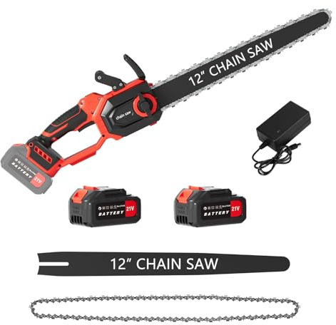 Labufiz Mini Electric Chainsaw Cordless with 2 Batteries & Charger, 1500W Brushless Motor Mini Handheld Chain Saw, 35CM Guide Bar, Lightweight Tree Trimming Wood Cutting for Home, Garden, Courtyard R