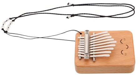 Kisangel Mini Kalimba de Madera Maciza 9 Teclas Portátil para Principiantes, Instrumento Musical de Dedos con Cordón Ajustable, Piano de Pulgar Compacto Adecuado para Viajes y Aprendizaje