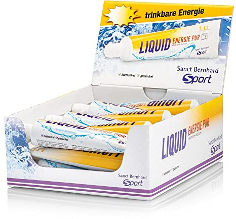 Sanct Bernhard Sport Liquid Energie Pur | 18 Tuben | Kohlehydratreiches Energie-Gel | Geschmack Pfirsich-Maracuja | Laktosefrei, glutenfrei und vegan | Deutsche Produktion & laborgeprüft