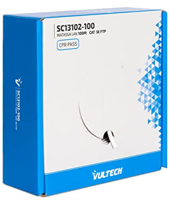 VulTech SC13102-100 Bobina Matassa Lan Categoria 5e FTP 100 Metri 23AWG Ethernet cavo rete impianti alta velocità 1Gbps 100m Cat5e, 100 Ohm, 10/100/1000 Mbps