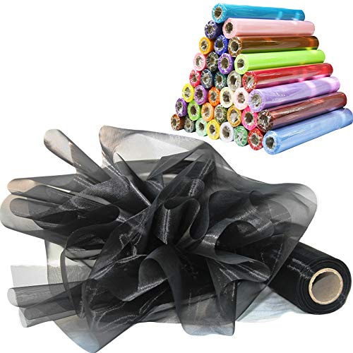 Time to Sparkle 29CM X 26M Organza Rolle Weich Schiere Stoff Hochzeit Party Geschenke(Black)