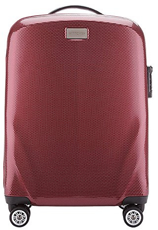 WITTCHEN PC Ultra Light Handgepäck Kleiner Koffer Kabinengröße Trolley Koffer Reisekoffer Kabinenkoffer aus Polycarbonat 4 Lenkrollen TSA Kombinationsschloss Aluminium Teleskopgriff Größe S Dunkelrot