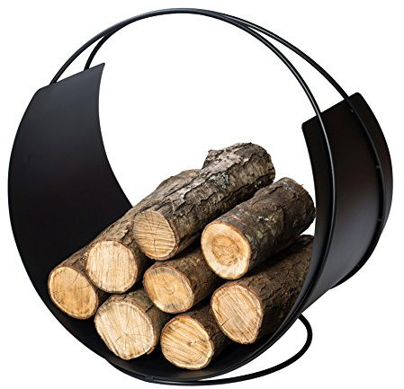 VASNER Situro S1/S2 Holzkorb, Kaminholzkorb Metall rund modern, praktische Brennholz Aufbewahrung, Feuerholzkorb, Kamin Zubehör, Kaminholz Lager, Holz Korb, 58 x 58 x 38 cm (Schwarz)