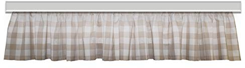 SeGaTeX home fashion Querbehang Karo Edelweiß Beige | Kurzgardine für den gemütlich-rustikalen Landhaus-Stil | hochwertiger Webstoff beige-weiß kariert mit Reihband | Höhe x Breite 32 x 400 cm