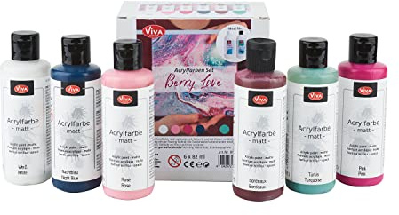 Viva Decor Acrylfarben-Set Berry Love 6 Stk. für Leinwand und MDF